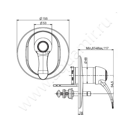 Встраиваемый смеситель для ванны Carlo Frattini Lamp F3309X2CR размеры