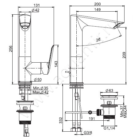 Смеситель для раковины Carlo Frattini Spot F3011FCR размеры