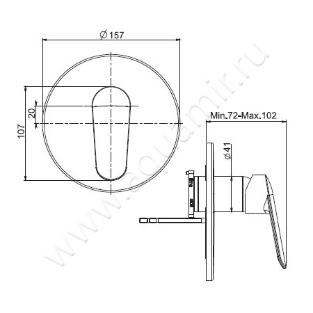 Встраиваемый смеситель для душа Carlo Frattini Spot F3009X1CR размеры