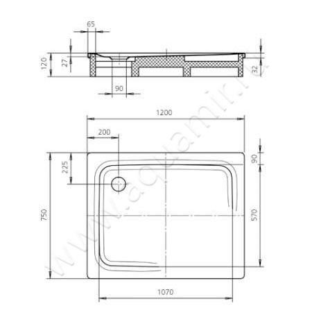 Стальной душевой поддон Kaldewei Superplan 430300010001 размеры