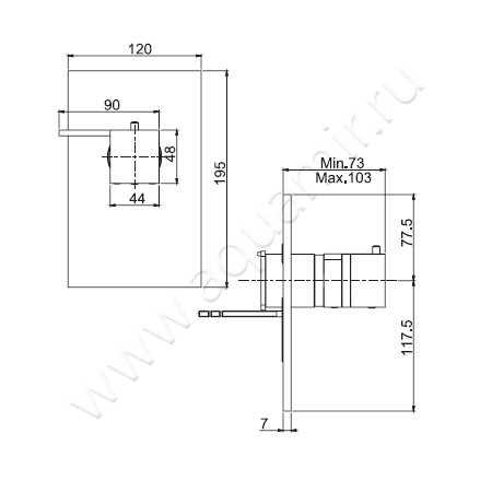 Встраиваемый смеситель для душа с термостатом Carlo Frattini Fimatherm F4049X1NS размеры