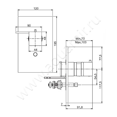 Встраиваемый смеситель для ванны с термостатом Carlo Frattini Fimatherm F4049X2CR размеры