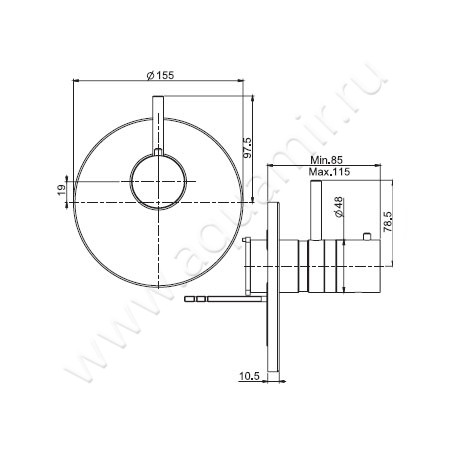 Встраиваемый смеситель для душа с термостатом Carlo Frattini Fimatherm F4039X1BS размеры