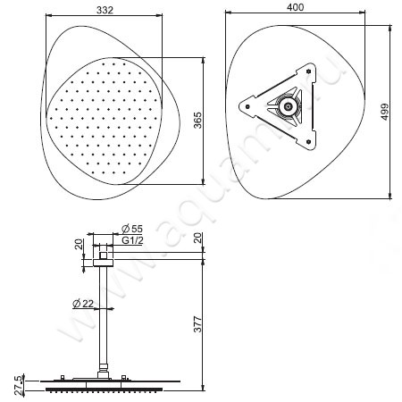 Верхний душ Carlo Frattini Cloud F2652CCR размеры