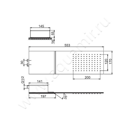 Верхний душ Carlo Frattini Wellness F2346CR размеры