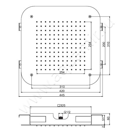 Верхний душ Carlo Frattini Wellness F2417CR размеры