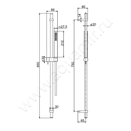 Душевой гарнитур Carlo Frattini Wellness F2218NS размеры