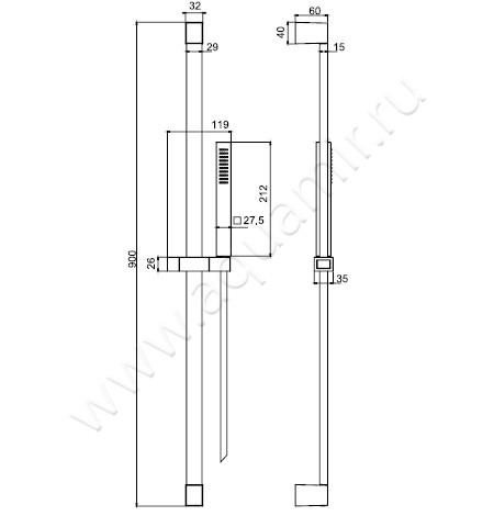 Душевой гарнитур Carlo Frattini Wellness F2443CR размеры