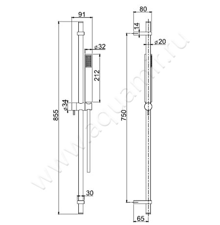 Душевой гарнитур Carlo Frattini Wellness F2150BS размеры