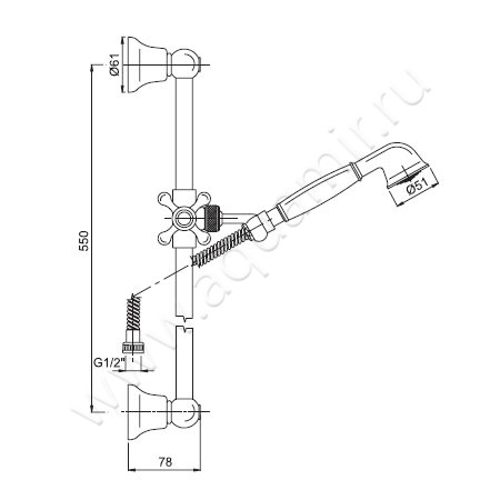 Душевой гарнитур Carlo Frattini Wellness F2044CR размеры