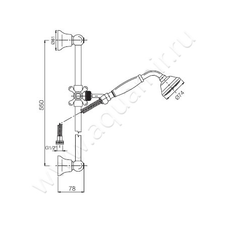 Душевой гарнитур Carlo Frattini Wellness F2044/3OR размеры