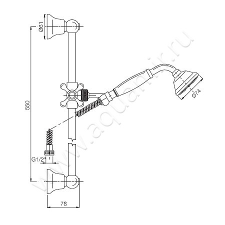 Душевой гарнитур Carlo Frattini Wellness F2044/2CR размеры