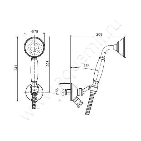 Душевой гарнитур Carlo Frattini Wellness F2287/7RA размеры