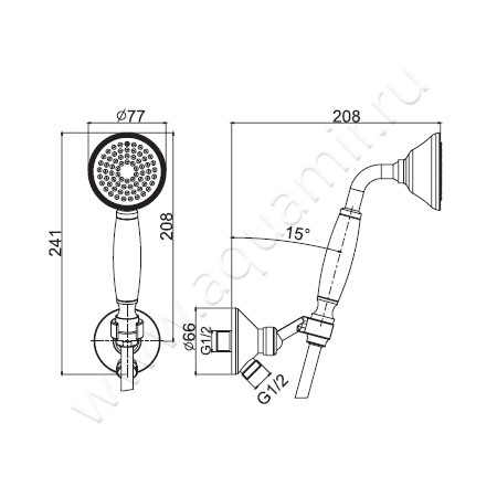 Душевой гарнитур Carlo Frattini Wellness F2287/8OR размеры