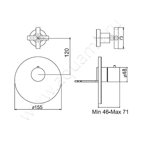 Встраиваемый смеситель для ванны с термостатом Carlo Frattini Fimatherm F5333X1BS размеры