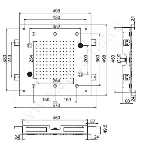 Верхний душ с подсветкой Carlo Frattini Harmonia F2902CR размеры