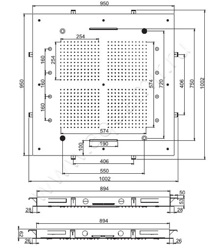 Верхний душ с подсветкой Carlo Frattini Harmonia F2900CR размеры