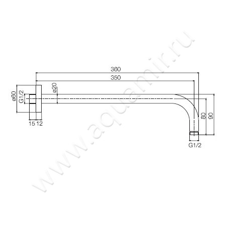 Кронштейн для верхнего душа Carlo Frattini Wellness F2138BR размеры