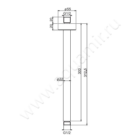 Кронштейн для верхнего душа Carlo Frattini Wellness F2586SN размеры