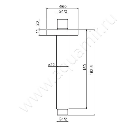 Кронштейн для верхнего душа Carlo Frattini Wellness F2584BS размеры
