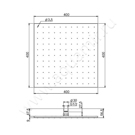Верхний душ Carlo Frattini Wellness F2639/2SN размеры
