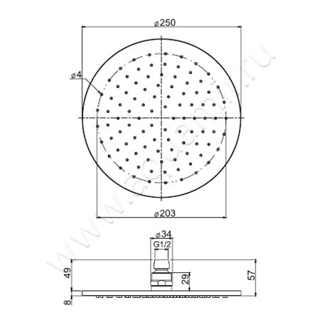 Верхний душ Carlo Frattini Wellness F2621/2BS размеры