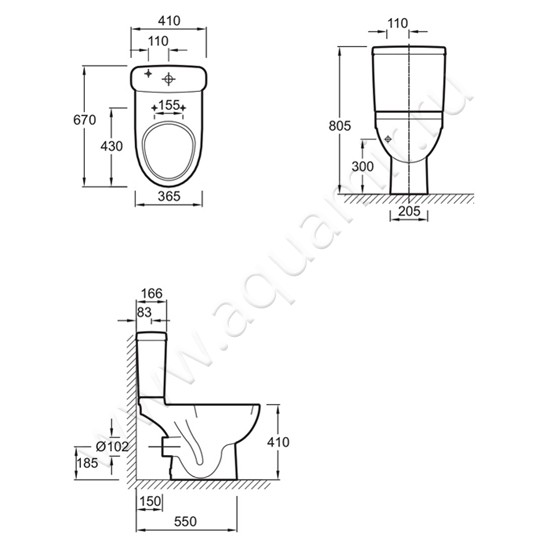 Унитаз напольный Jacob Delafon ODEON UP 4956CK-00 размеры