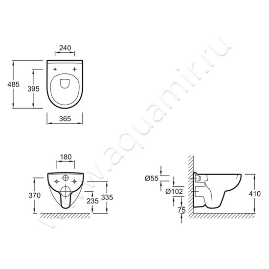 Унитаз подвесной Jacob Delafon ODEON UP E4705-00 размеры
