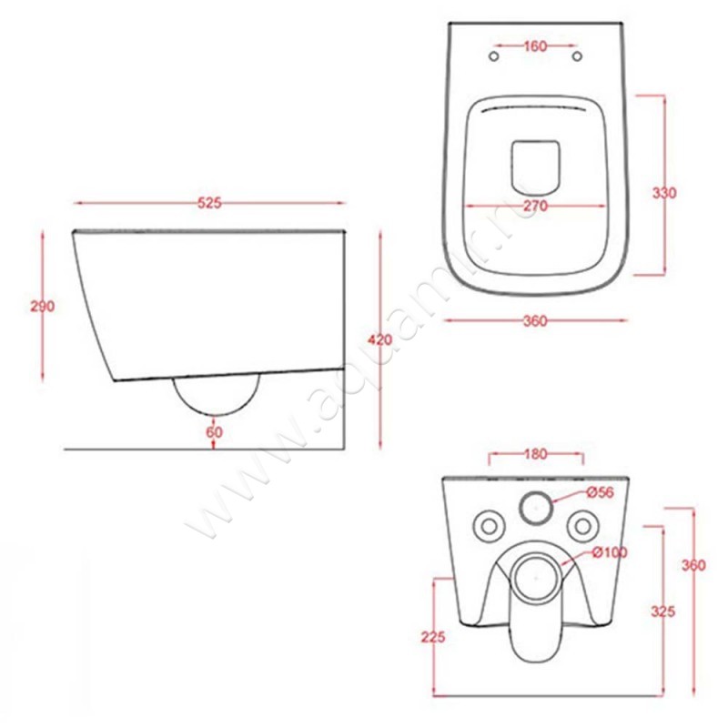 Унитаз подвесной ArtCeram A16 ASV003 01 00 размеры