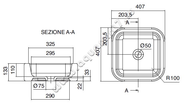 Раковина-чаша накладная Scarabeo Next 8306 размеры