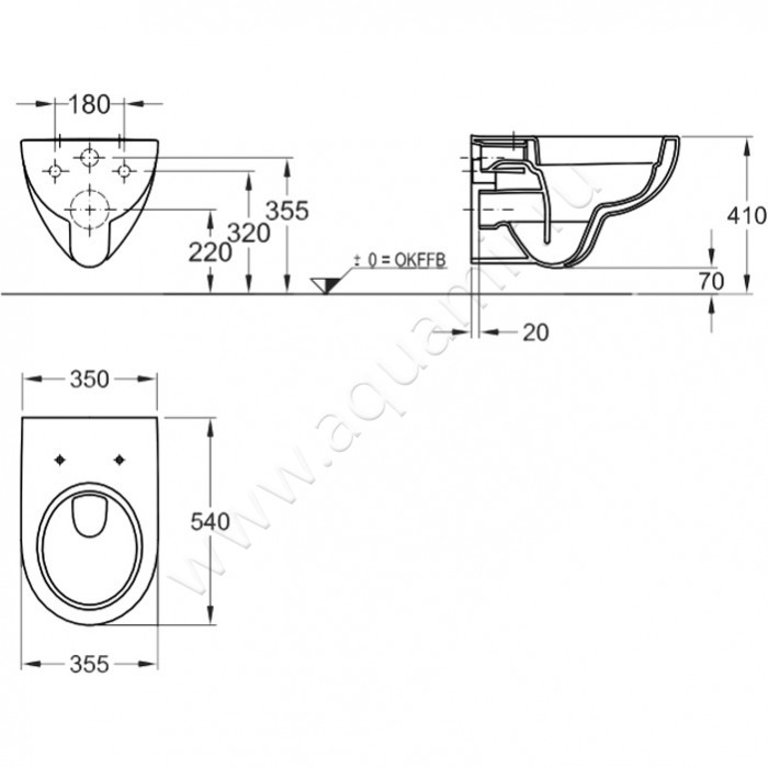 Унитаз подвесной Geberit RENOVA NR.1 203050000 размеры