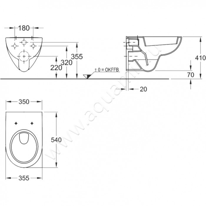 Унитаз подвесной Geberit RENOVA NR.1 203040000 размеры