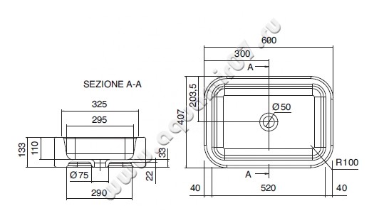 Раковина-чаша накладная Scarabeo Next 8307 размеры