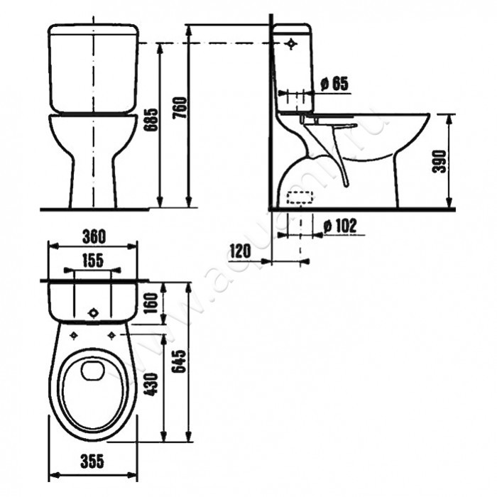 Унитаз напольный Jika ZETA 8.2539.6.000.242.1 размеры