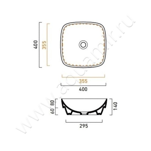 Раковина-чаша накладная Catalano Green 140AGRLX00 размеры