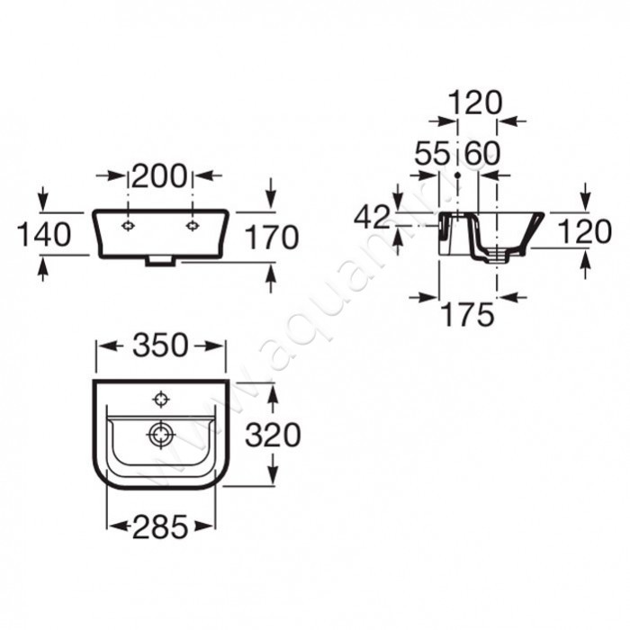Рукомойник подвесной Roca The Gap 7.3274.7.900.0 размеры