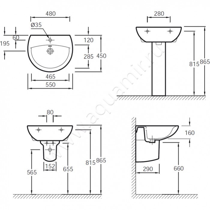 Рукомойник подвесной Jacob Delafon Patio E4158NG-00 размеры