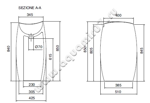 Раковина напольная без отверстий под смеситель Scarabeo Moai 8603 размеры