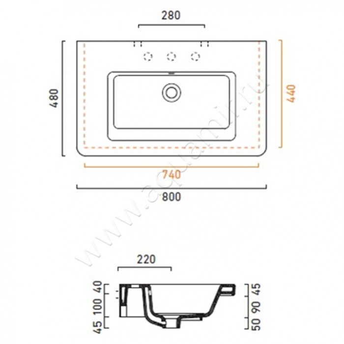 Раковина подвесная Catalano New Light 180LI4800 размеры