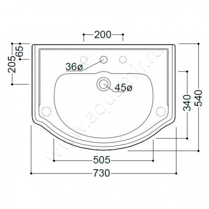 Раковина подвесная Kerasan Retro 1047 01 размеры
