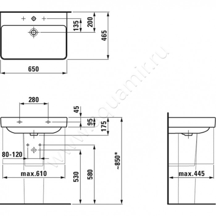 Раковина мебельная накладная Laufen Pro S 8109640001041 размеры