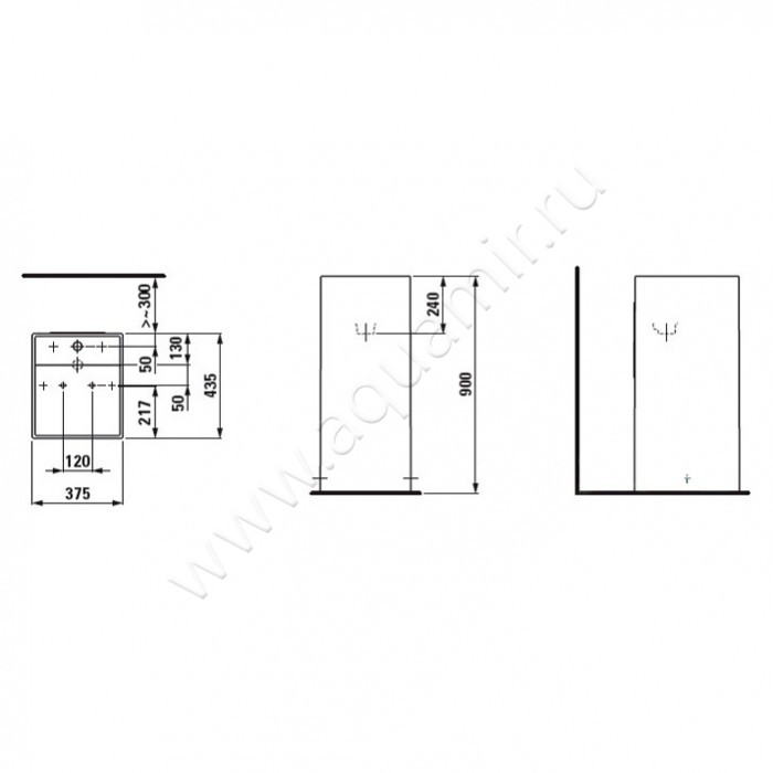 Раковина напольная с отверстием под смеситель Kartell by Laufen 8113310001111 размеры