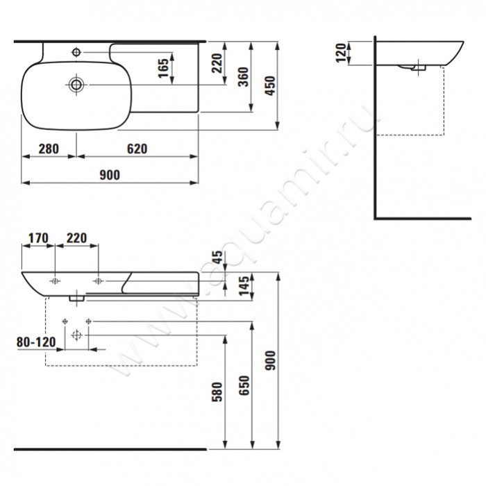 Раковина подвесная Laufen INO 8133020001041 размеры