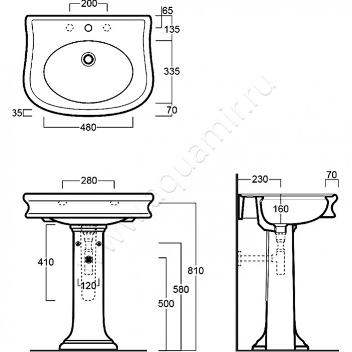 Раковина подвесная Simas Lante LA10 размеры