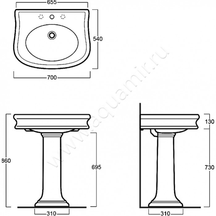 Раковина подвесная Simas Lante LA10 размеры