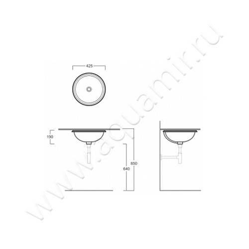 Раковина встраиваемая снизу под столешницу без отверстий Simas Blanco S 54 размеры