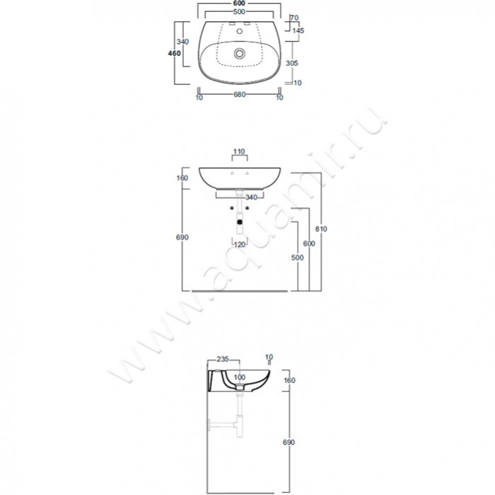 Раковина подвесная Simas Vignoni VI 10 размеры