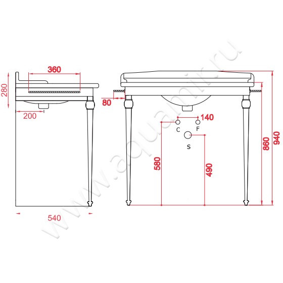 Консоль под раковину ArtCeram Hermitage HEA016 71 размеры