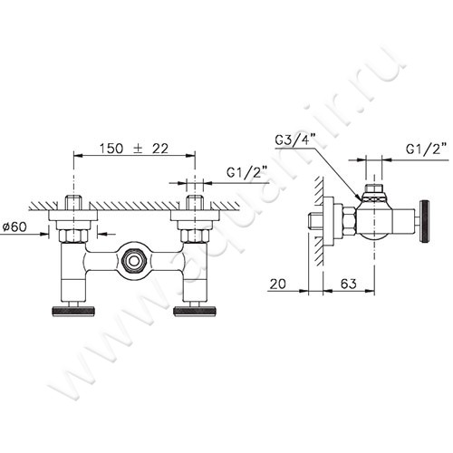 Смеситель для душа Nicolazzi Arena 3325CR44 размеры