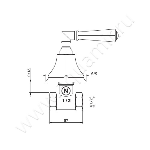 Запорный вентиль Nicolazzi Teide 1912CR05 размеры